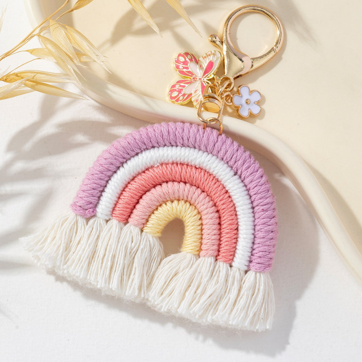 Vibrant Multi-Color Butterfly Flower Keychain Pendant Image 5