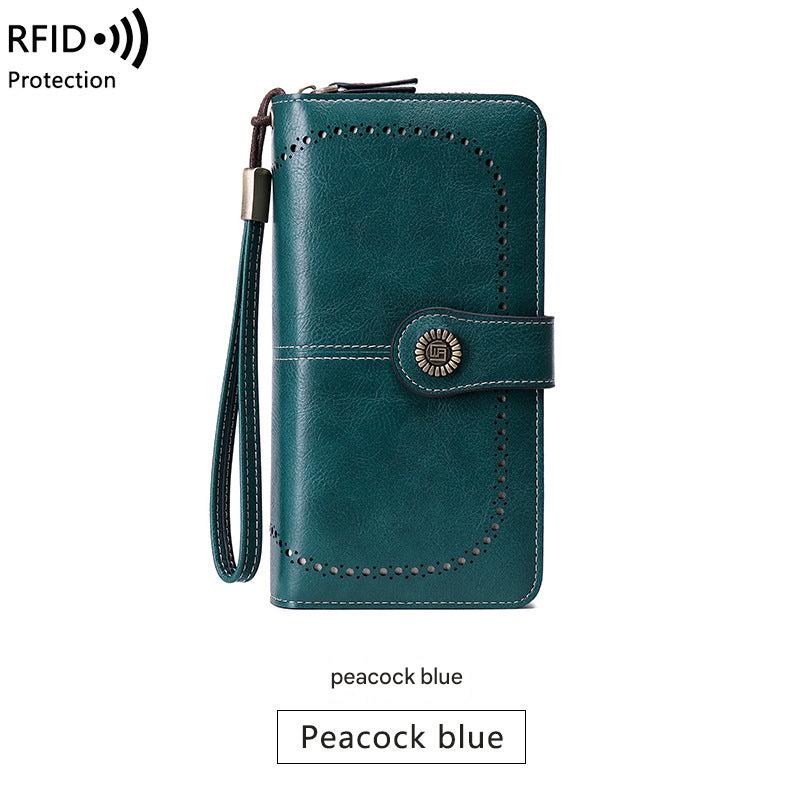 spacious wallet with zip closure in wine red