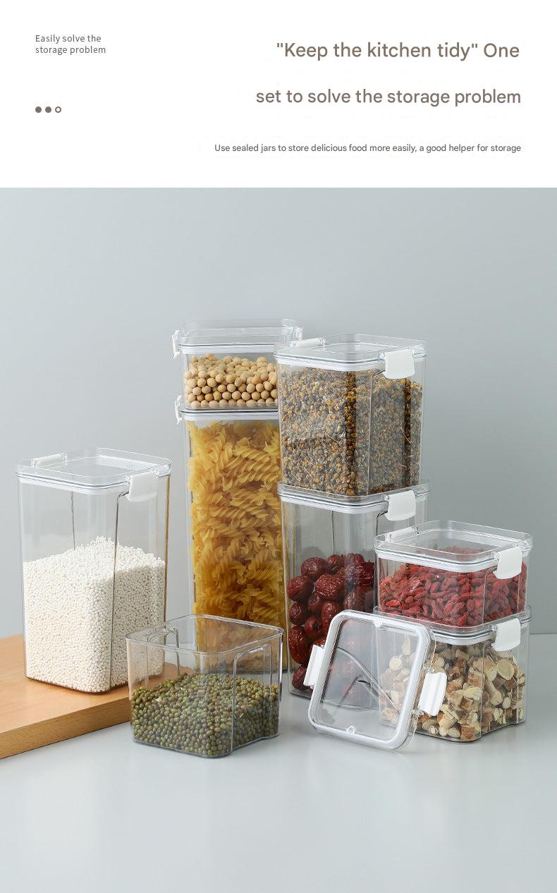 transparent food storage container for grains