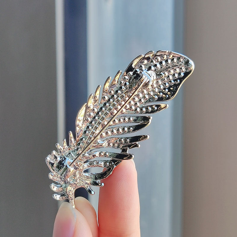 Chic alloy feather pin for women