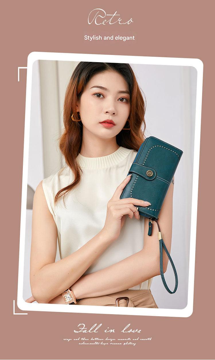 elegant PU leather wallet in vintage yellow
