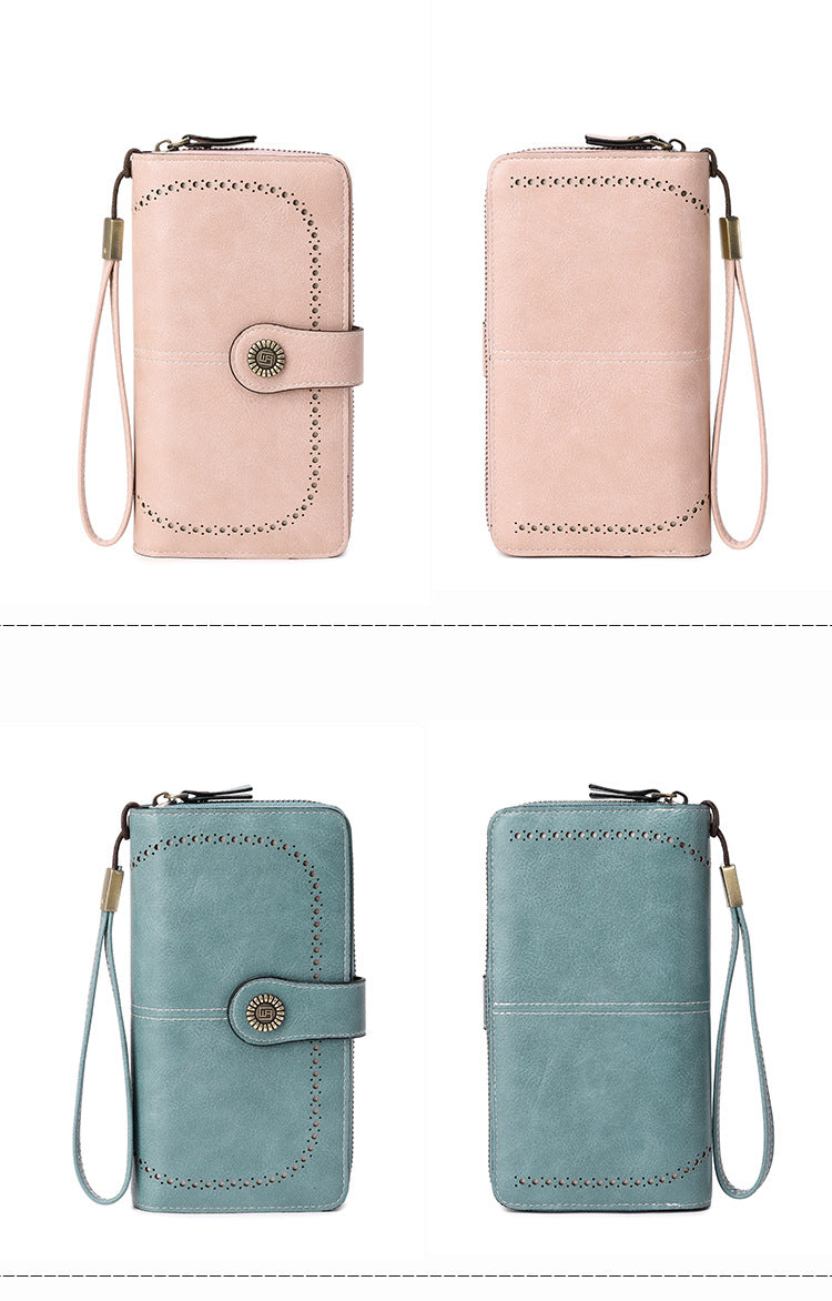 RFID blocking wallet in peacock blue