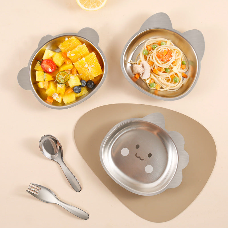 Durable cartoon animal stainless steel kids plate image 1