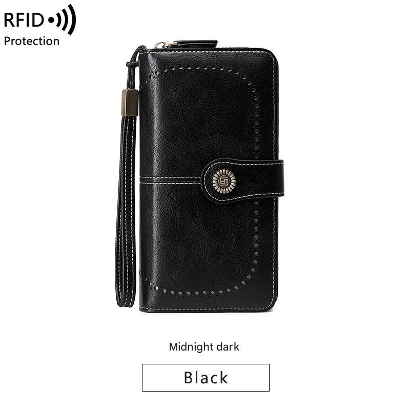 RFID wallet for women in midnight black