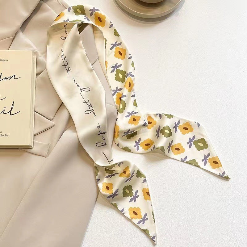Close-up of yellow hair scarf fabric