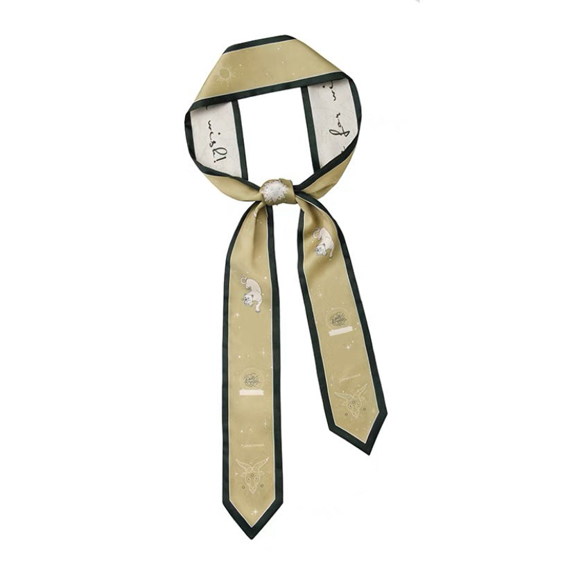 Zodiac silk scarf on display