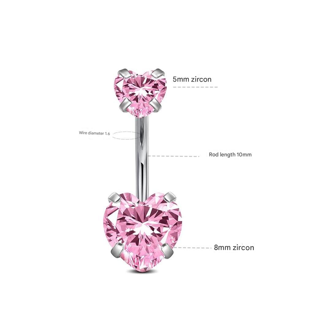Colorful heart-shaped navel ring with gems