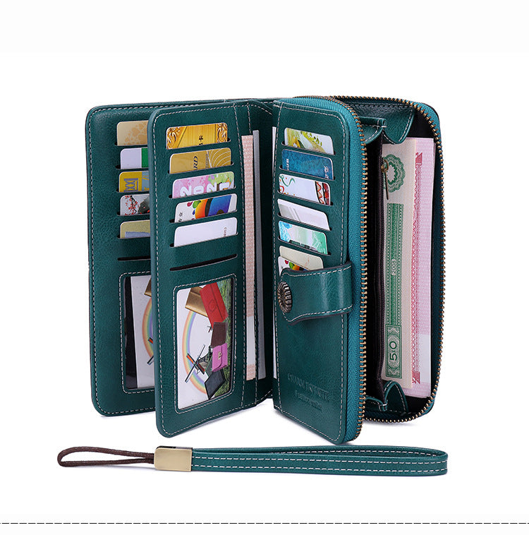 light blue zip wallet for women