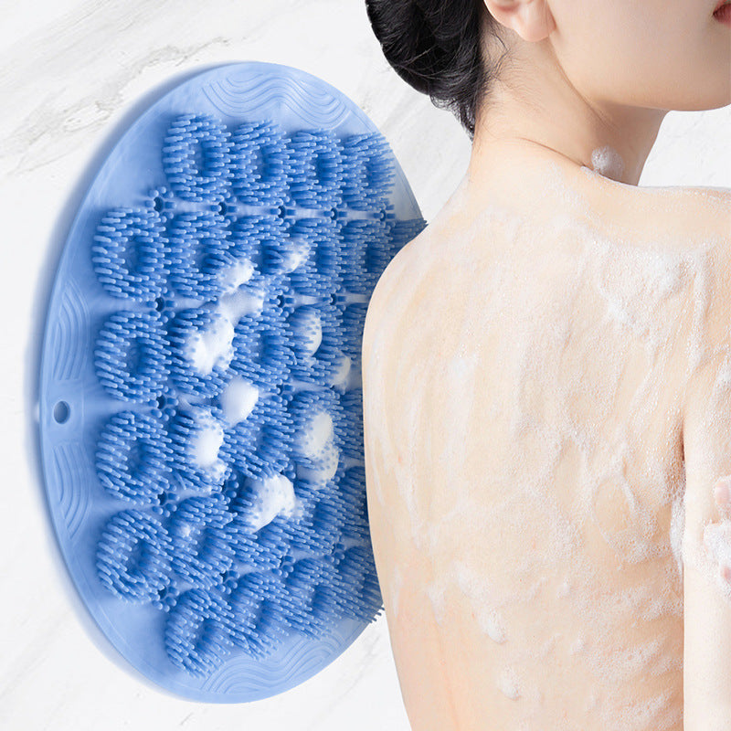 Silicone bath back scrubber with suction cups