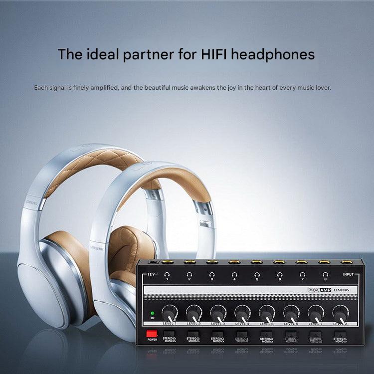 4-channel headphone amplifier in a studio setting