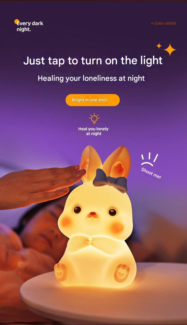Bright colorful LED bunny lamp in action