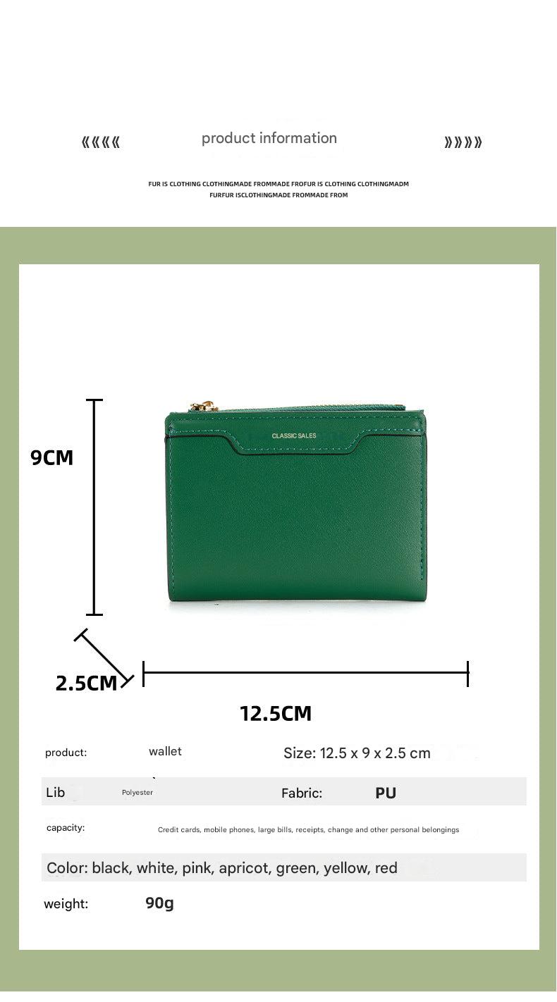 Red compact women's wallet with zipper