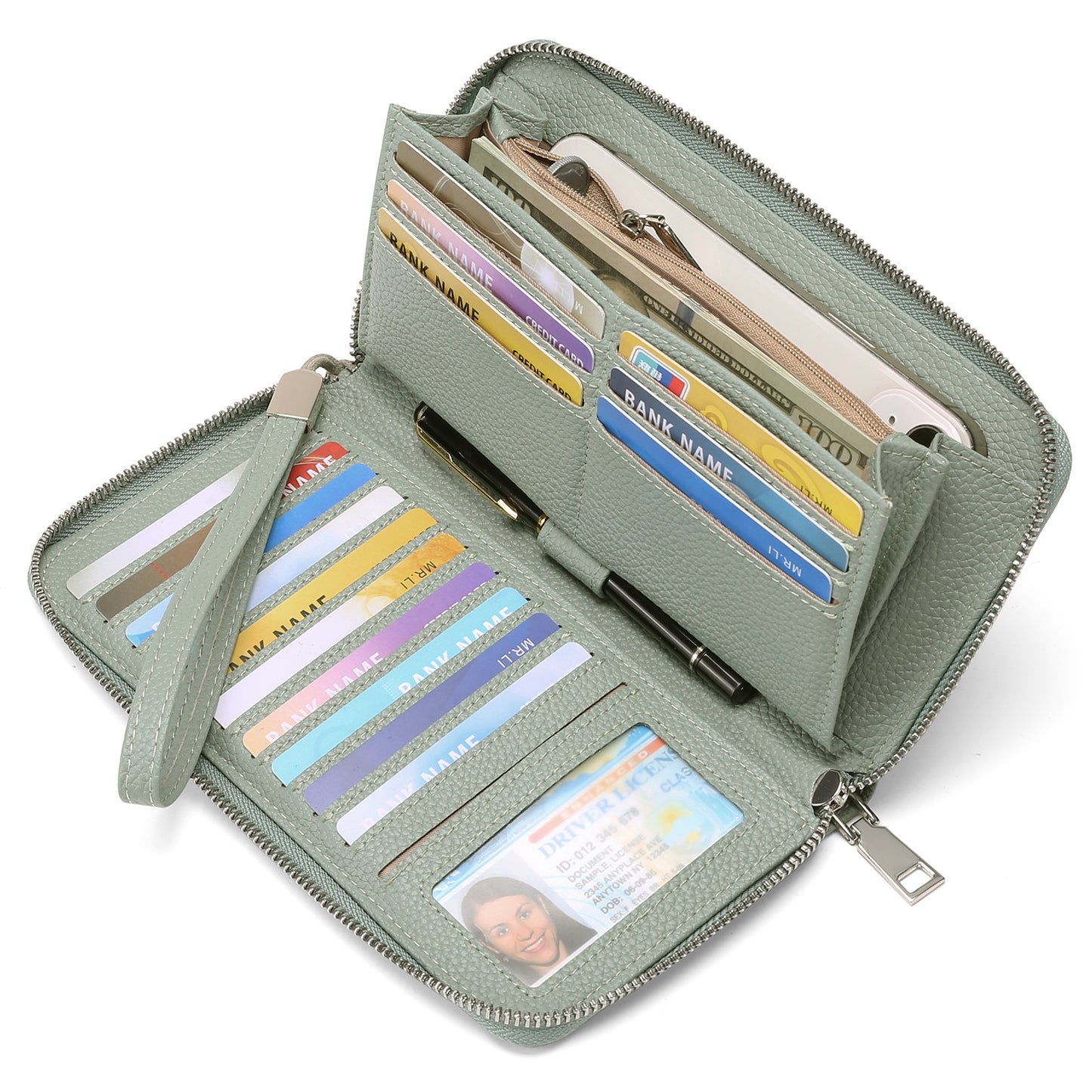 RFID wallet for women in light blue