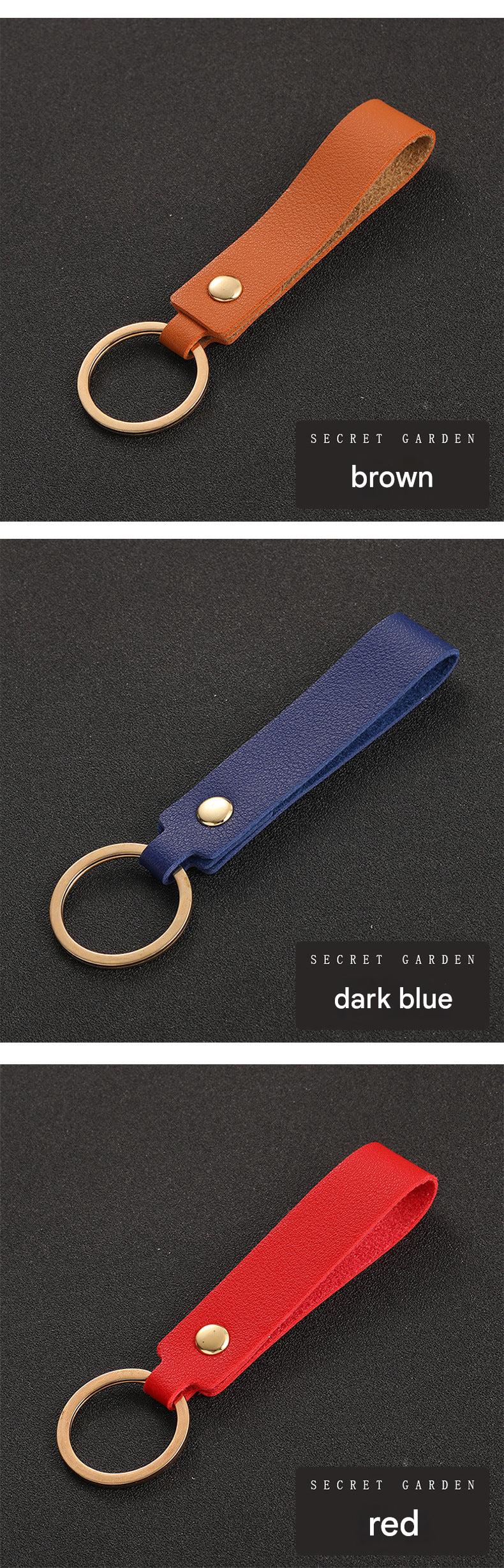 Close-up of PU leather keychain showing texture