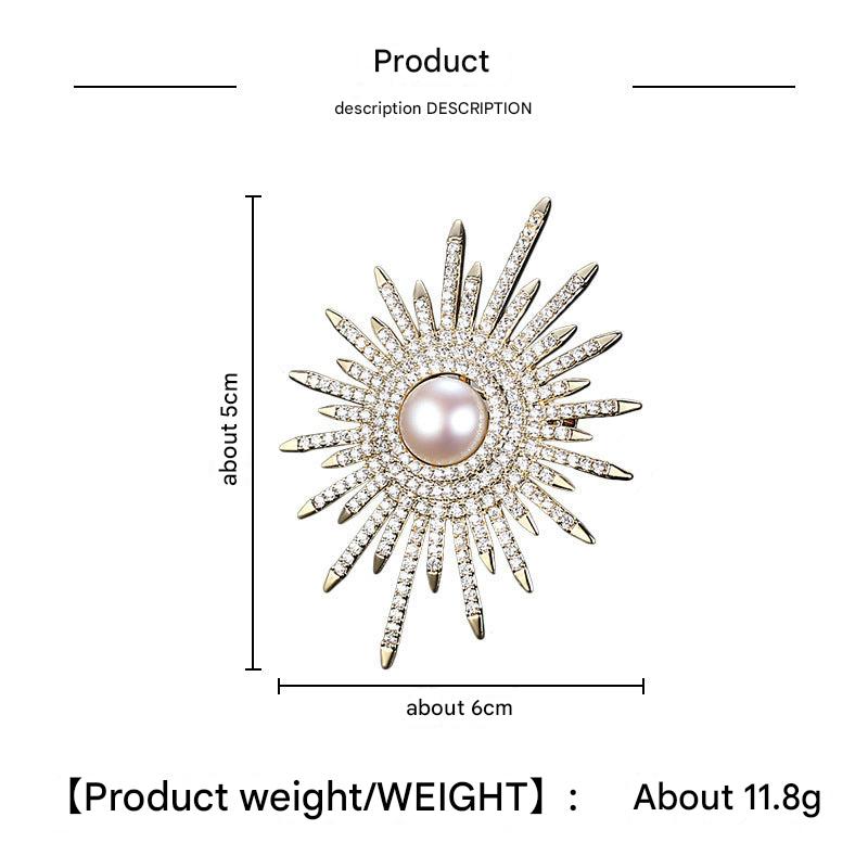 Sunflower brooch design with pearls and rhinestones