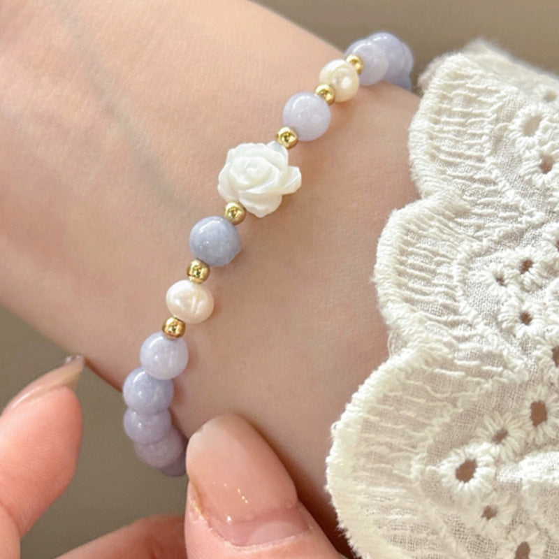 Camellia flower beaded bracelet image 1