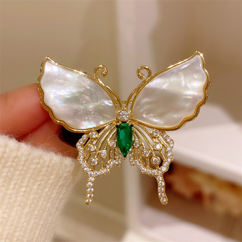 Natural Shell Butterfly Brooch - Image 1