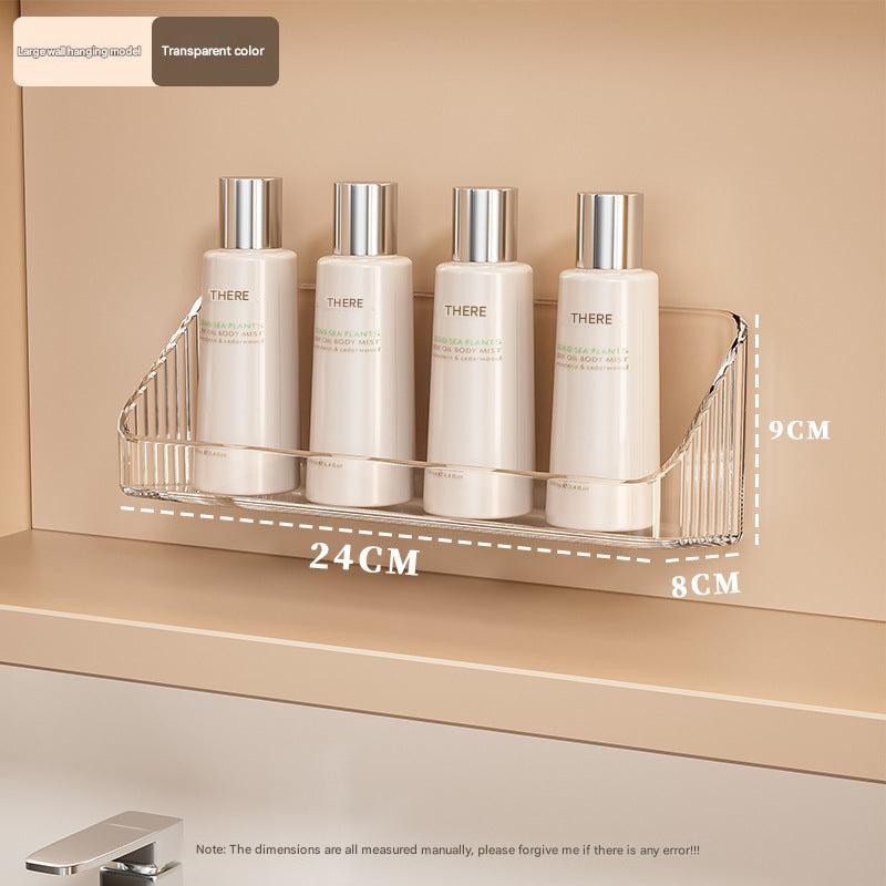Acrylic makeup organizer on a vanity