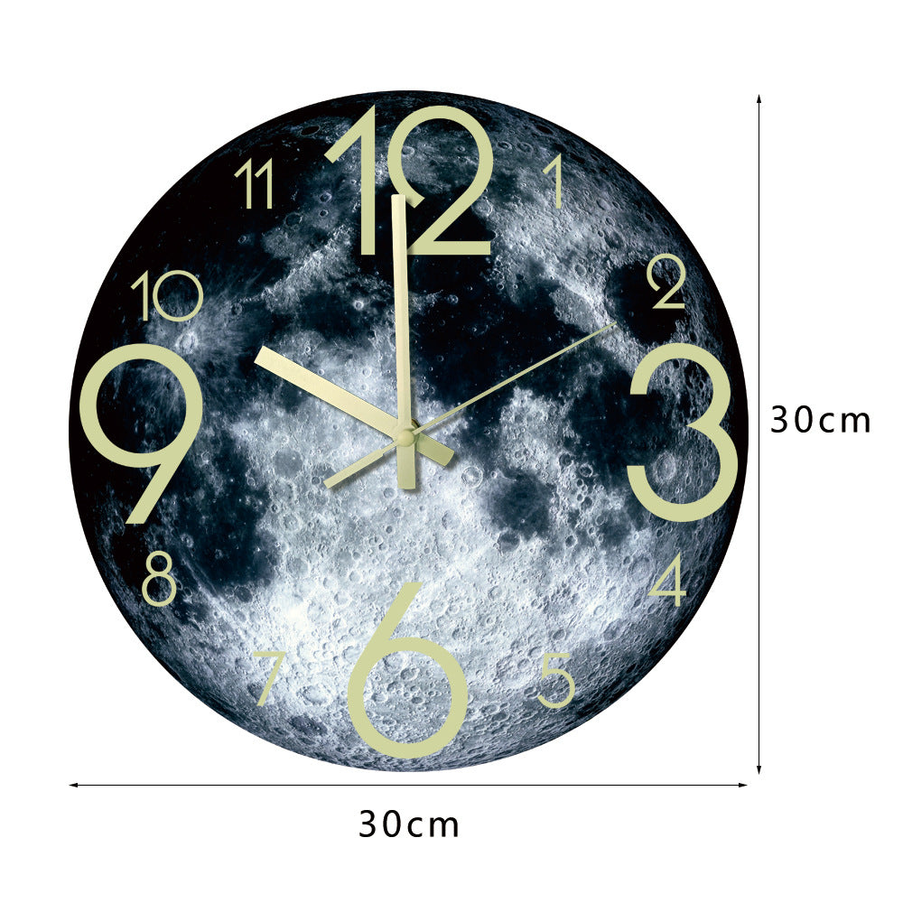 Silent moon phase clock with wooden texture