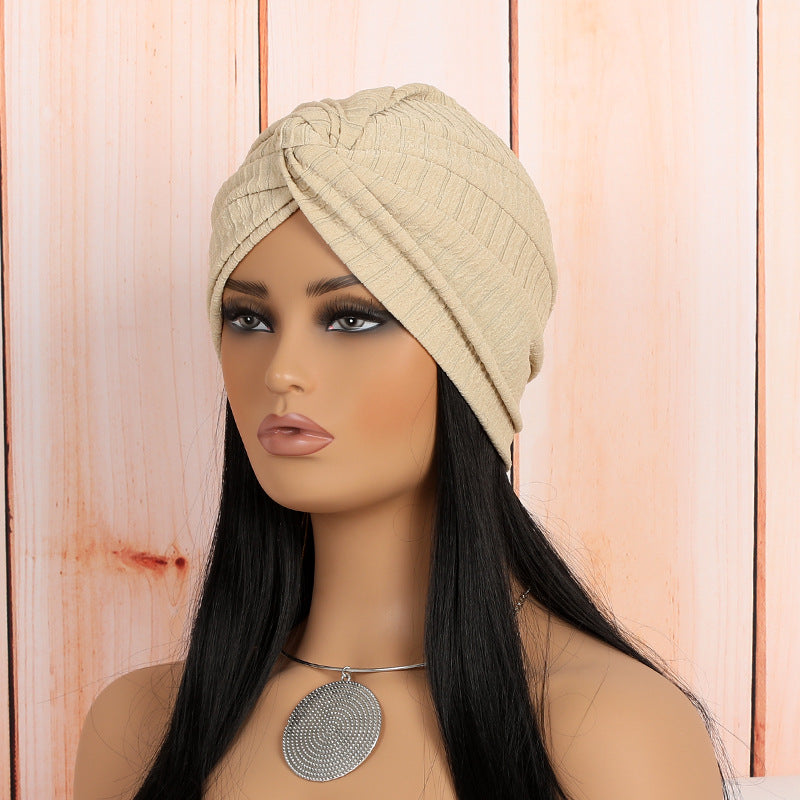Fashionable twist headwrap beanie in stylish black color