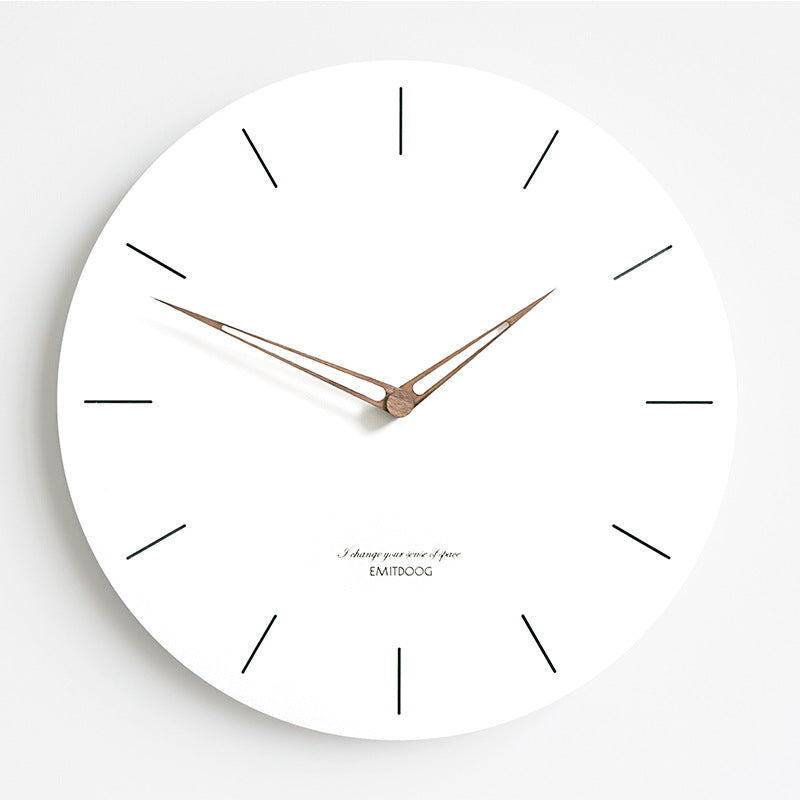 Modern silent quartz wall clock front view