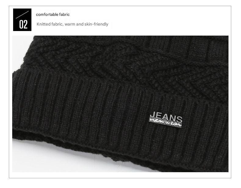 Men's winter knit beanie hat in black