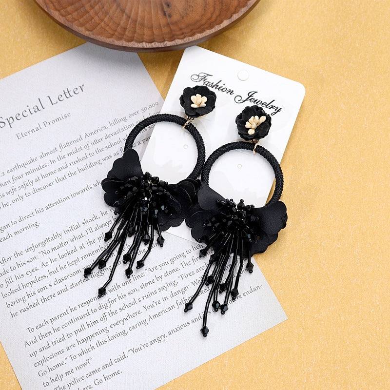 Bohemian crystal flower earrings image 1