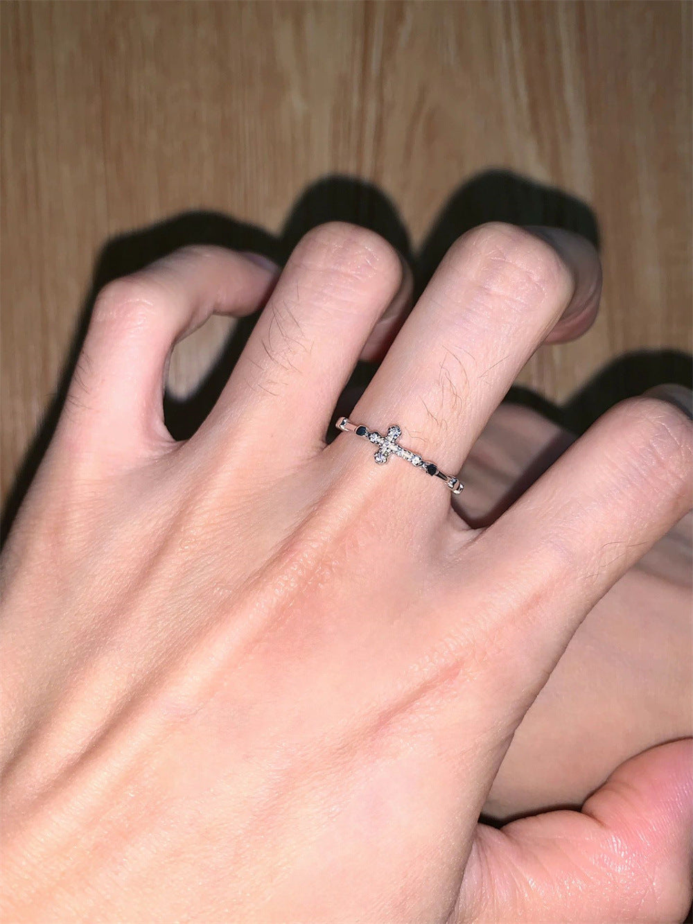 Adjustable cross ring with diamonds - image 1