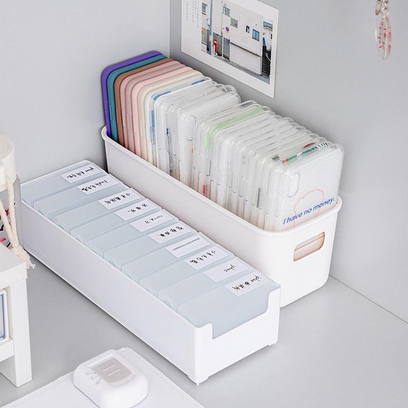 White plastic organizer for desk