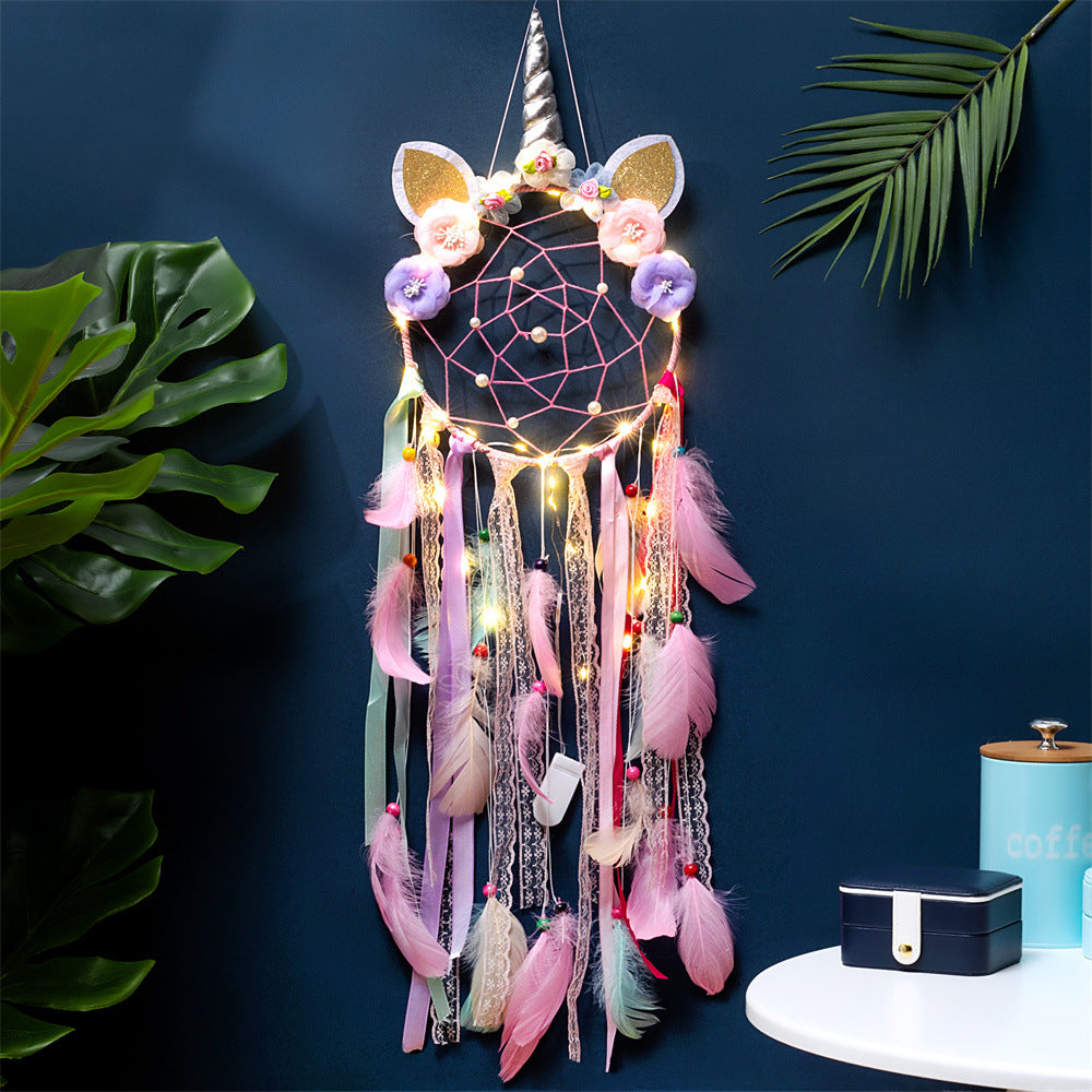 Unicorn dreamcatcher with feathers