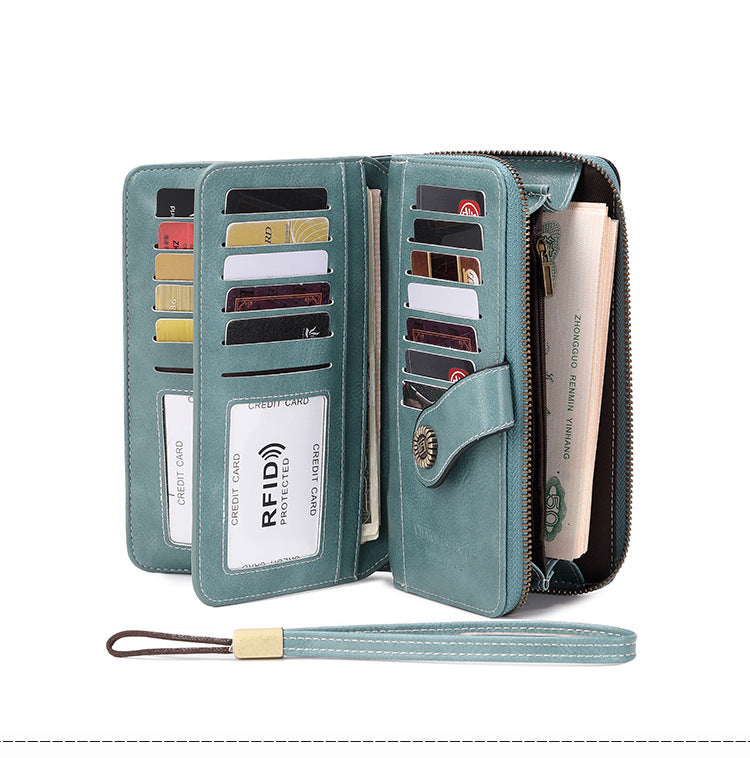 durable zip wallet in gray