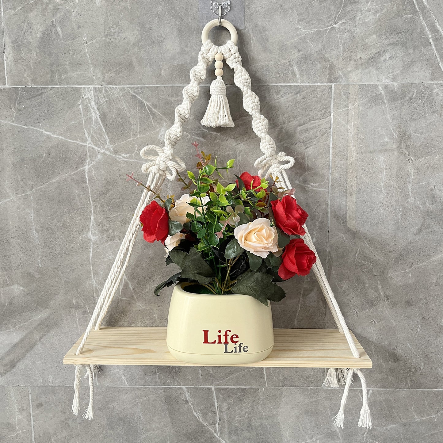 Natural cotton rope wall shelf image 3