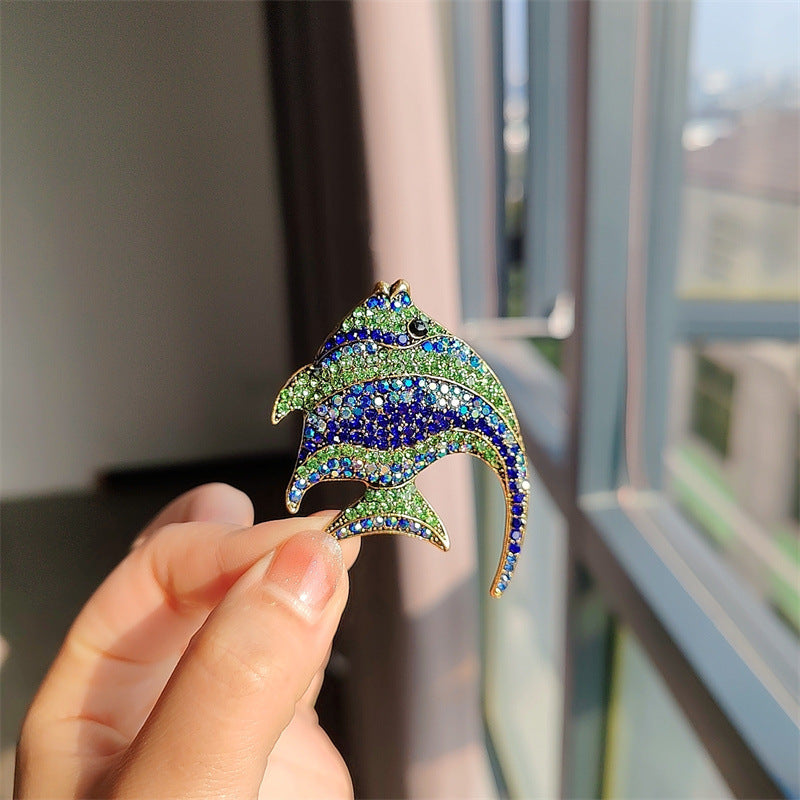 Cute tropical fish brooch with rhinestones - image 1