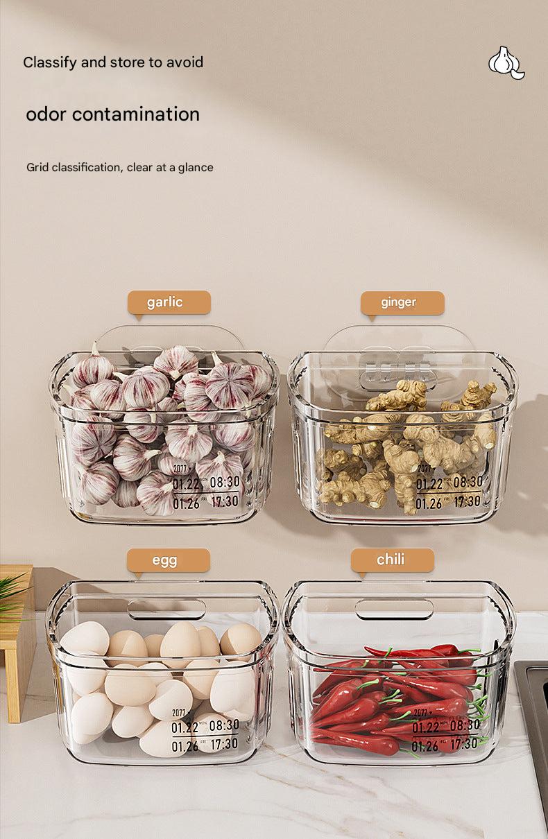 Hanging storage rack filled with spices