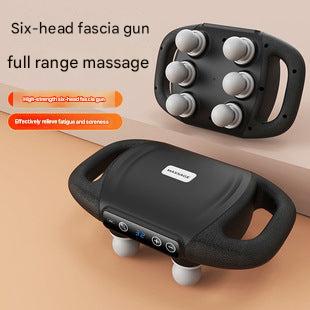 User relaxing with massage gun