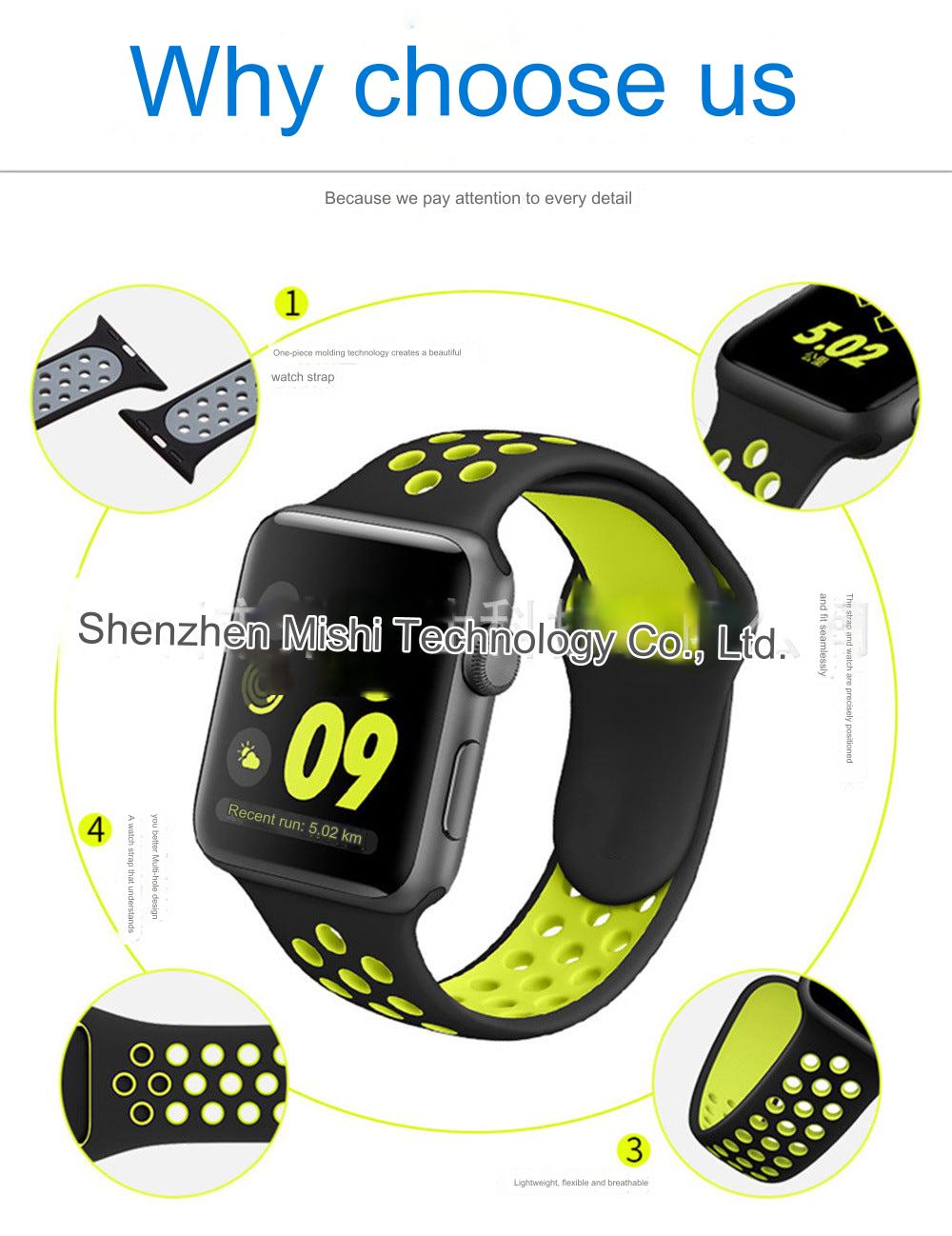 Dual Color Silicone Sport Band for Apple Watch Series 6, 7, 8, SE and Ultra - Comfortable & Durable