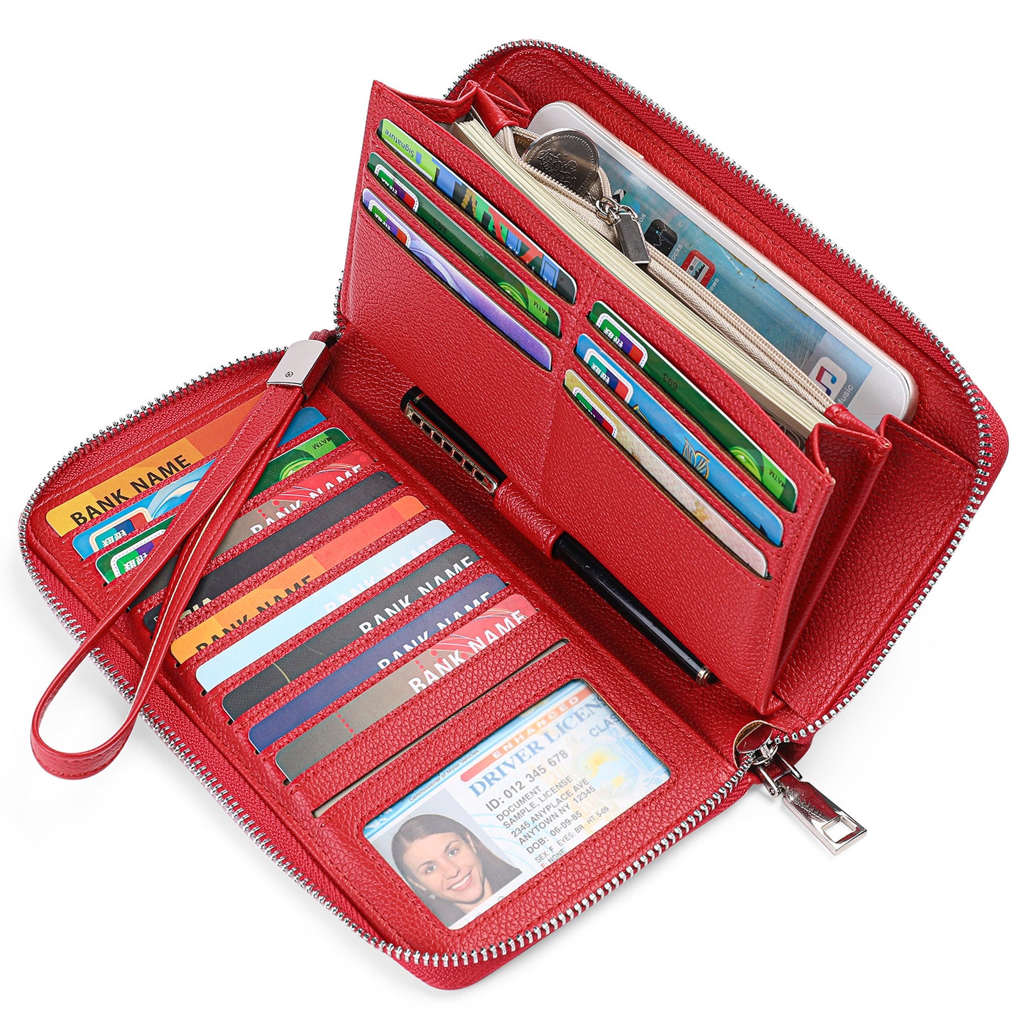 RFID wallet for women in grass green