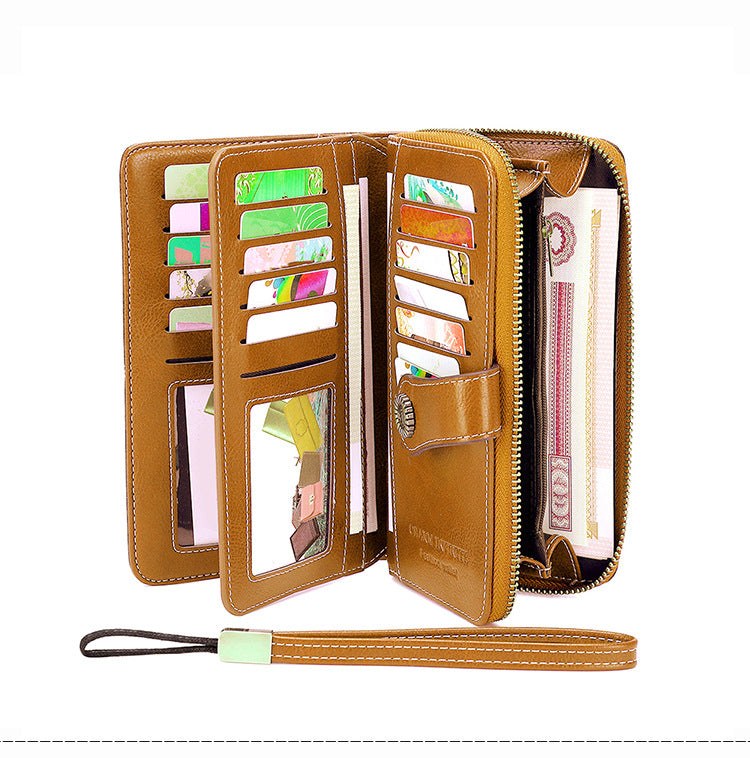 elegant PU leather wallet in vintage yellow