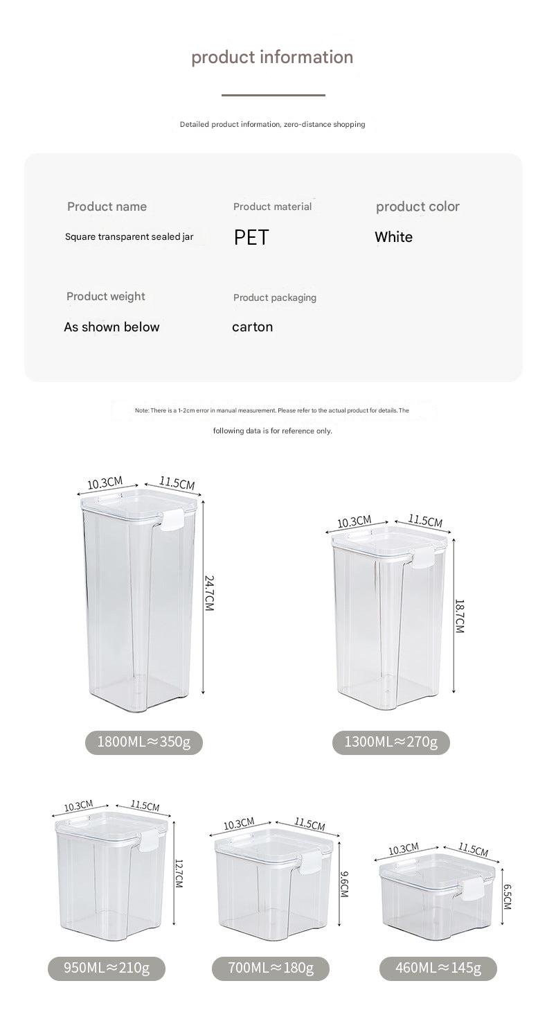 transparent food storage container for grains