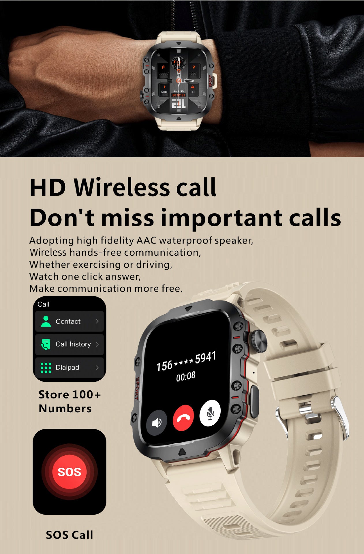 Men's smartwatch with health monitoring