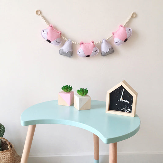 Nordic fox wooden bead decor for kids room