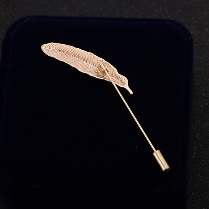 Stylish feather lapel pin silver color