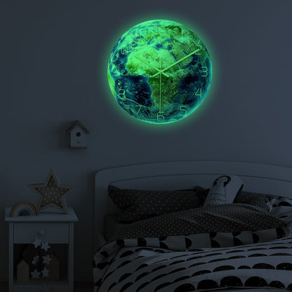 Luminous world map wall clock image 1