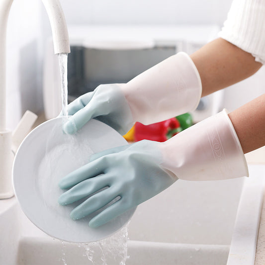 Various colors of kitchen gloves