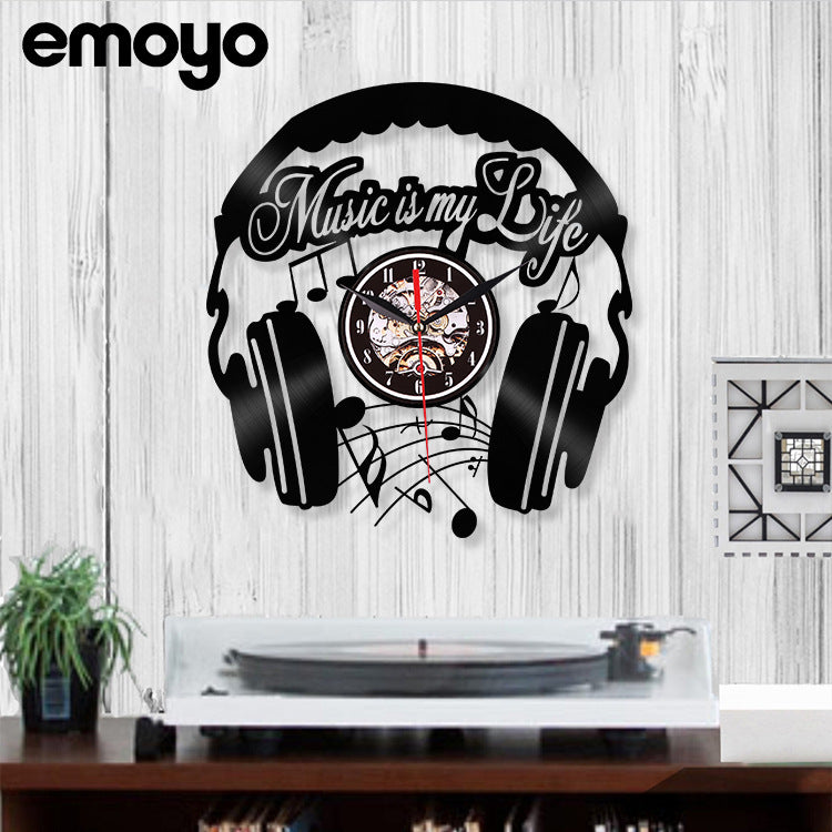 Vinyl wall clock showcasing creative design elements