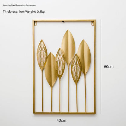 Close-up of metal leaf wall art design