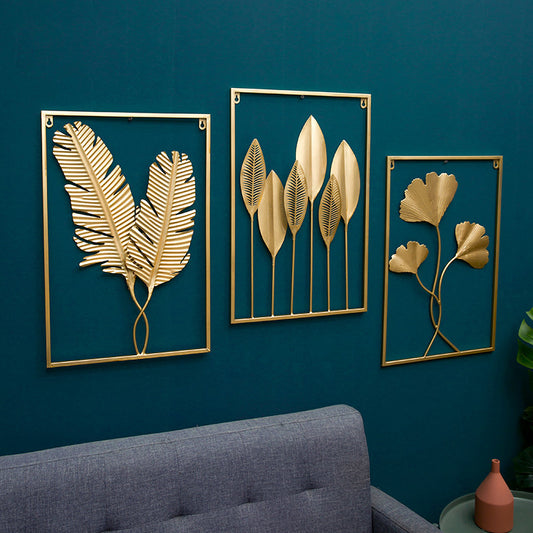 Stylish modern metal leaf wall décor for living room