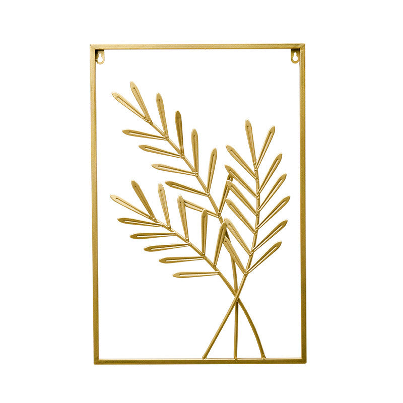Close-up of metal leaf wall art design