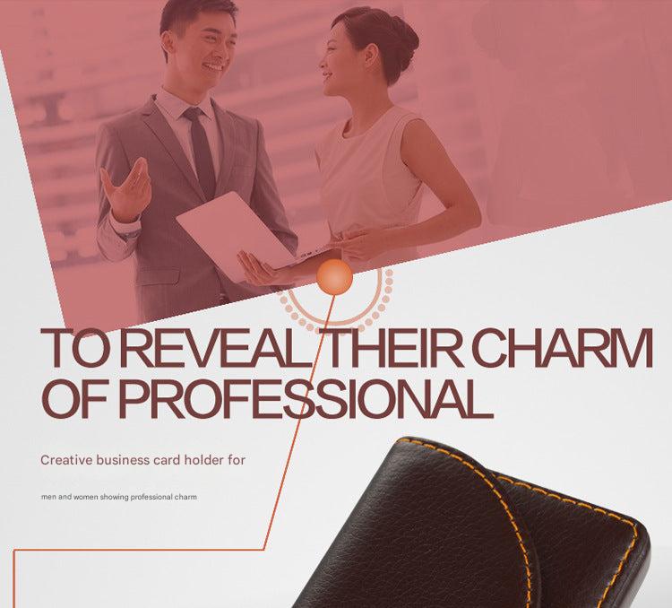 Black PU leather business card holder