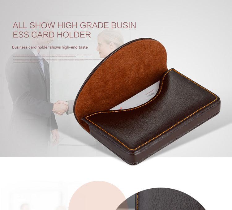Premium leather business card holder front view